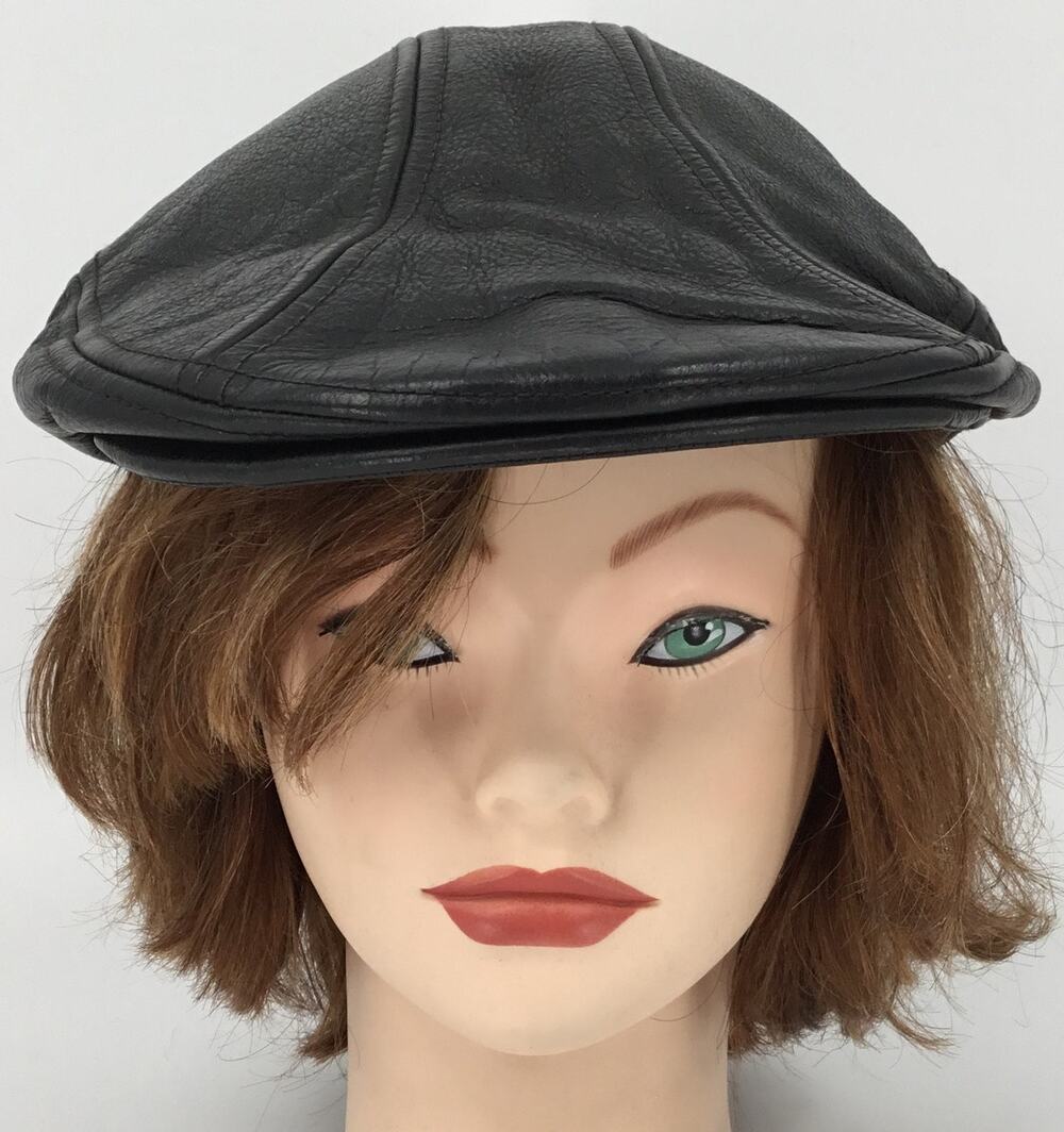 Vintage Harley-Davidson Leather Newsboy Flat Cap Hat Large Y2K